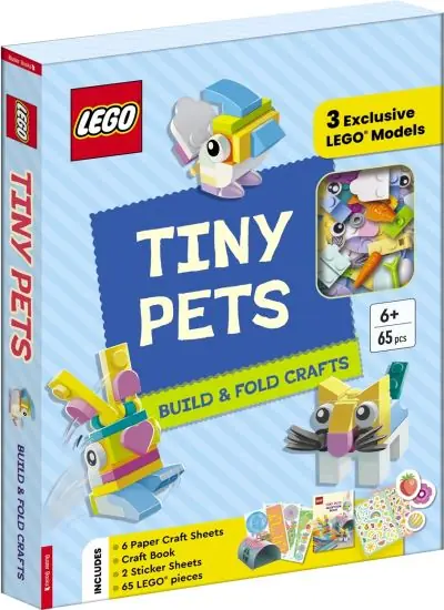 LEGO® Books. Tiny Pets: Build and Fold Crafts (With 3 Exclusive Models, 65 Pieces, Craft Book, Craft Sheets and Stickers) Original